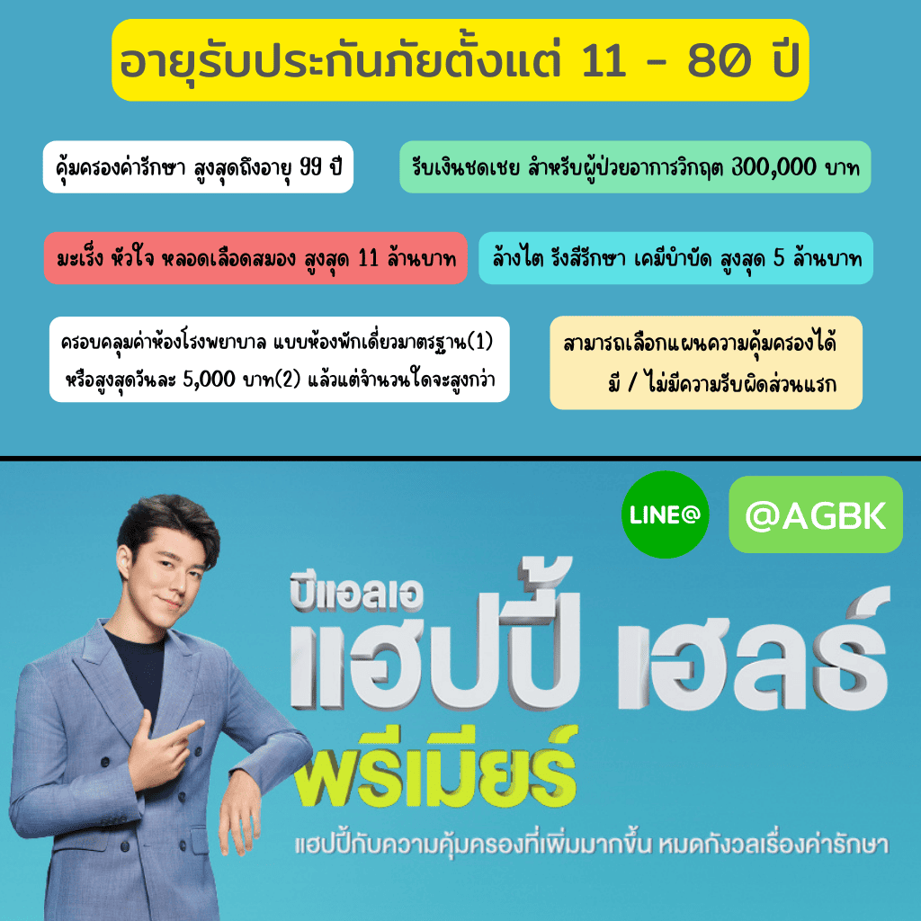 บีแอลเอแฮปปี้เฮลธ์พรีเมียร์,กรุงเทพประกันชีวิต,ตัวแทนกรุงเทพประกันชีวิต,blahappyhealthpremier,ประกันสุขภาพ,ประกันสุขภาพกรุงเทพประกันชีวิต,ทำประกันสุขภาพที่ไหนดี,ตัวแทนกรุงเทพประกันชีวิต